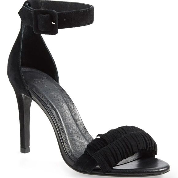 Joie Pippi Suede Fringe Heeled Sandal Size 39.5 In Black - Picture 13 of 13